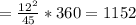 = \frac{12^2}{45}*360 = 1152