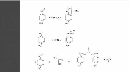 Напишите формулы взаимодействия n-толуилового альдегида со следующими веществами а) гидросульфитом н