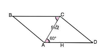 Площадь параллелограмма abcd равна 40√3,его диагональ ас равна 5√2,∠dac=60°.найдите сторону ав.