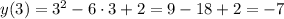 y(3)=3^2-6\cdot 3+2=9-18+2=-7