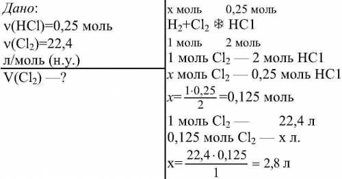 При взаимодействии метана с хлором образуется 2 моль дихлор метана найдите объем хлороводорода при п