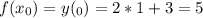 f(x_0)=y(_0)=2*1+3=5