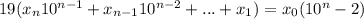 19(x_n10^{n-1}+x_{n-1}10^{n-2}+...+x_1)=x_0(10^n-2)