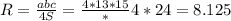 R=\frac{abc}{4S}=\frac{4*13*15}*{4*24}=8.125