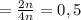 = \frac{2n}{4n} = 0,5