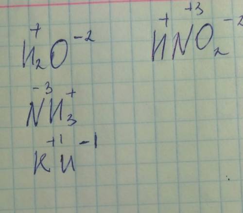 Водород проявляет степень окисления -1 в соединении: 1)h2o,2)hno2; 3)nh3; 4)kh. подскажите !