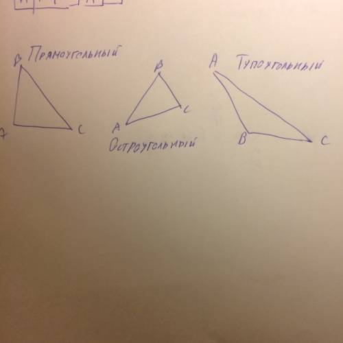 Начерти прямоугольный остроугольный и тупоугольный обозначаются их буквы