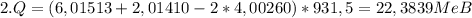 2. Q=(6,01513+2,01410-2*4,00260)*931,5=22,3839MeB