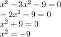 x^2-3x^2-9=0\\-2x^2-9=0\\x^2+9=0\\x^2=-9