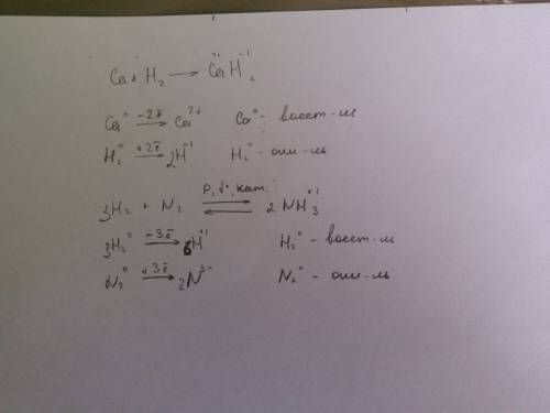 Составьте уравнения взаимодействия кальция с водородом и азота с водородом. определите окислитель и