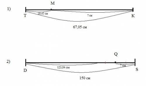 Точка m лежит на отрезке tk.известно, что tm = 19,45 см, а tk = 67,05 см.найдите mk.