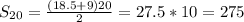 S_{20} = \frac{(18.5+9)20}{2}=27.5*10=275