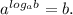 a^{ log_{a}b}=b.