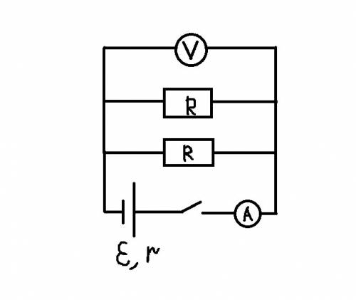 Изобразите электрическую цеп,состоящую из параллельно соединённых двух ,ключа,батарейки,амперметра и