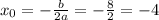 x_{0}=- \frac{b}{2a}=- \frac{8}{2}=-4