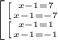 \left [ {{ \left [ {{x-1=7} \atop {x-1=-7}} \right. } \atop { \left [ {{x-1=1} \atop {x-1=-1}} \right. }} \right.