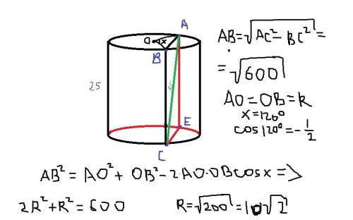Кто ни будь может решить? цилиндр, высота которого равна 25 см, пересечения плоскостью, параллельной