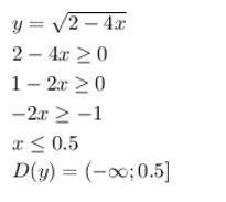 Найдите областб определения функции: у=√2-4х