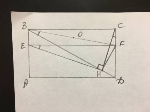 На сторонах ab и cd прямоугольника abcd взяты точки e и f так, что be=cf. на диагонали bd отмечена т