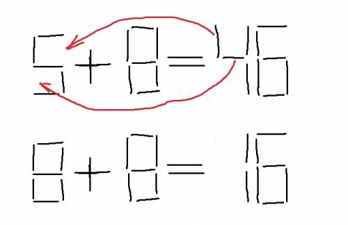 Передвиньте 2 спички чтобы исправить уравнения-5+8равно 46