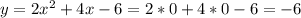 y= 2 x^{2} +4x-6=2*0+4*0-6=-6