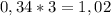 0,34*3=1,02