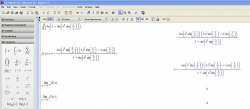 Вmaple вычислить значение производной в точке x = 0, имея в виду, что f(0) = 0: f(x)=ln(1-sin(x³sin(