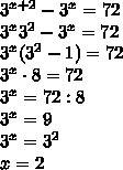 Надо а) 3^x+2 - 3^x=72 б) 2log^2 0,2 (-x) - log0,2 x^2=4