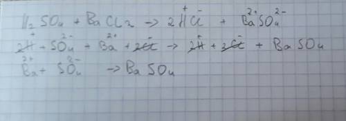 Написать уравнение реакции в ионном виде h2so4+bacl2