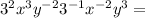 3^2x^3y^{-2}3^{-1}x^{-2}y^3=