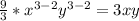 \frac{9}{3}*x^{3-2}y^{3-2}=3xy