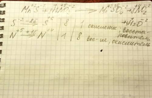 Используя метод электронного составьте уравнение mns+hno3=mnso4+no2+h2o определите окислитель и восс