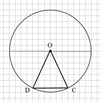 Диаметр окружности с центром o равен 14. найдите периметр треугольника doc, если хорда dc равна 6.