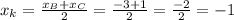 x_{k} = \frac{ x_{B} + x_{C} }{2} = \frac{-3+1}{2} = \frac{-2}{2} =-1