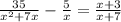 \frac{35}{x^2+7x} - \frac{5}{x} = \frac{x+3}{x+7}