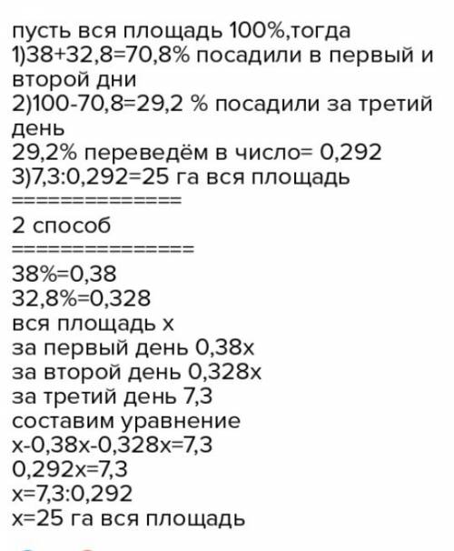 Первый день была произведена посадка леса на 38 % всей ошведейной площади, во второй день на 32,8% и