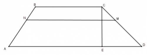 Втрапеции abcd известно, что ad = 2, bc = 1, а её площадь равна 60. найдите площадь трапеции bcnm, г
