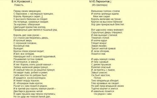 Итак, перед вами шиллера перчатка. мы предалагаем вам прочитать и сравнить два перевода, сделанные