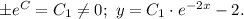 \pm e^{C}=C_1\not= 0;\ y=C_1\cdot e^{-2x}-2.