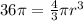 36\pi= \frac{4}{3} \pi r^3