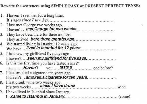 Rewrite the sentences using simple past or present perfect tense: 1. i haven’t seen her for a long t