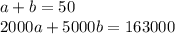 a+b=50 \\ 2000a+5000b=163000