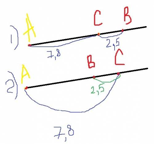 1.на луче с началом в точке a отмечены точки b и c известно что ac=7,8 см bc=2,5 какую длину может и