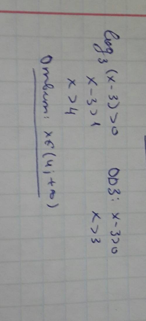 Решите неравенство: log3(x-3)> 0