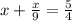 x + \frac{x}{9} = \frac{5}{4}