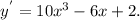 y^{'} =10x^3-6x+2.