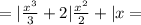 =| \frac{x^3}{3} +2| \frac{x^2}{2}+|x=