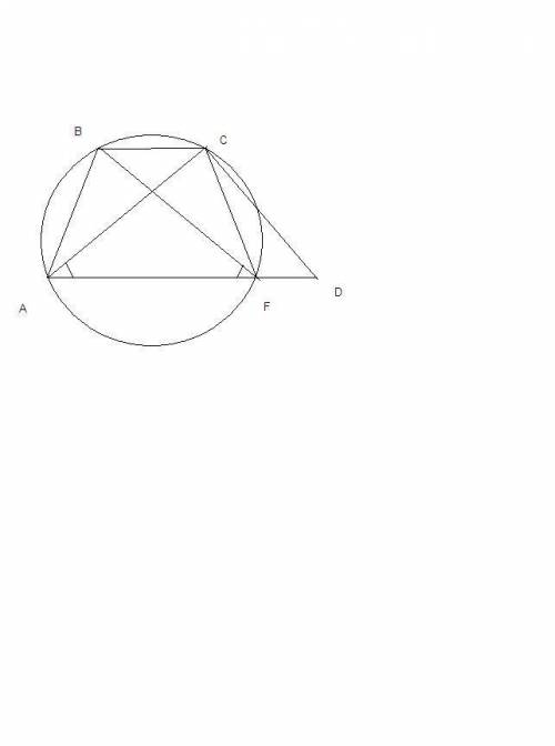 Втрапеции abcd длина боковой стороны cd равна 6. через точки a,b,c проходит окружность, пересекающая