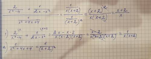 Выражение (2/x^2-4+1/2x-x^2)/1/x^2+4x+4