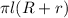 \pi l(R+r)